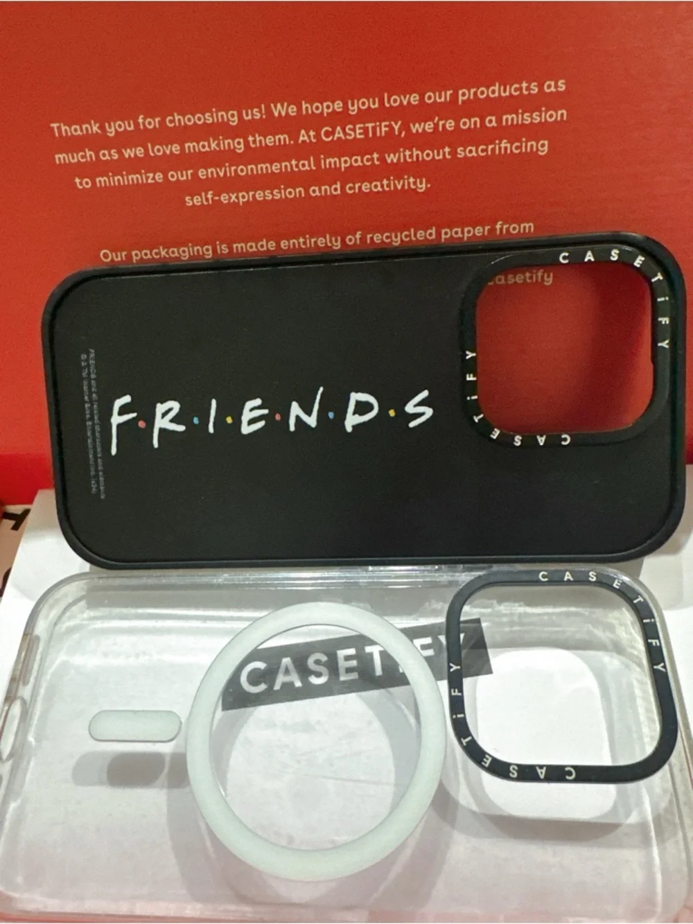 CASETiFY iPhone 15 Pro Case Bundle – FRIENDS Collab + Clear MagSafe – Open Box